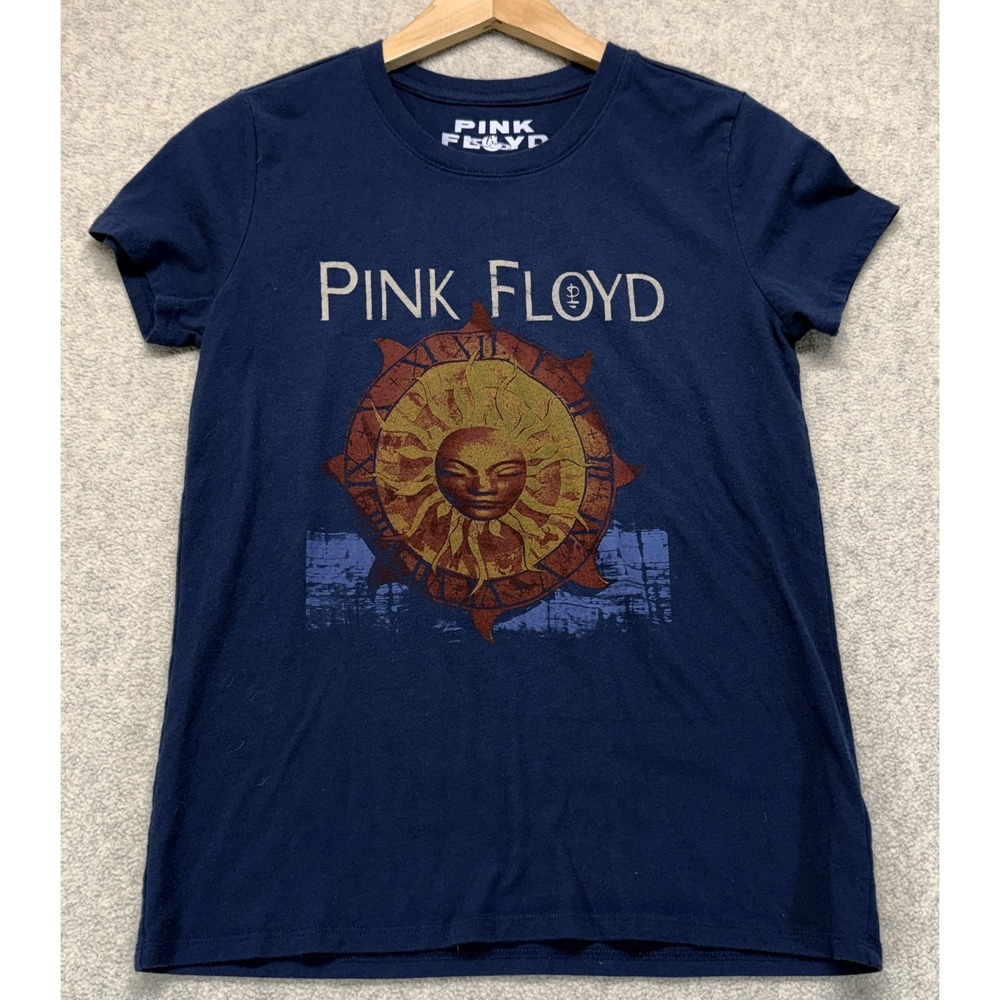 Lucky Brand Pink Floyd Womens T-Shirt Navy Blue Short Sleeve Sundial Graphic S